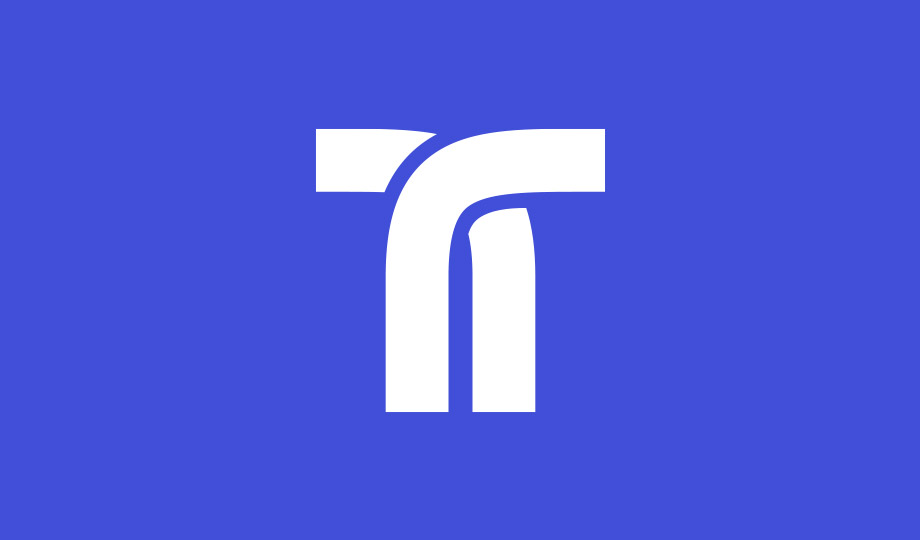 The Tisser logomark, white on cobalt